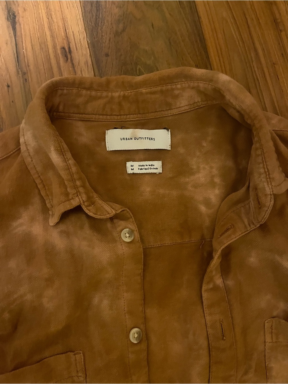 Urban Outfitters Brown Tie-Dye Button-Down Shirt